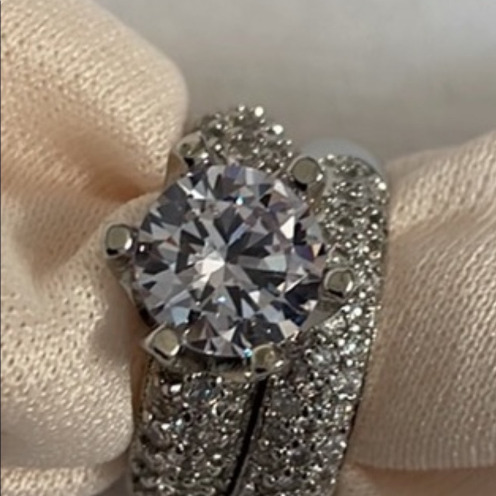 NEW DIAMOND  WEDDING 💎 925 sterling silver Two pieces-set ring